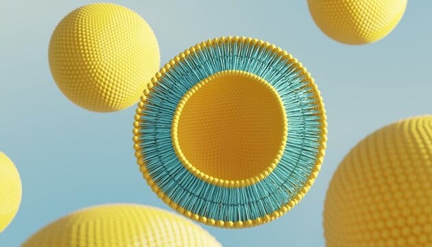 Darstellung eines Liposoms mit seiner Lipid-Doppelschicht