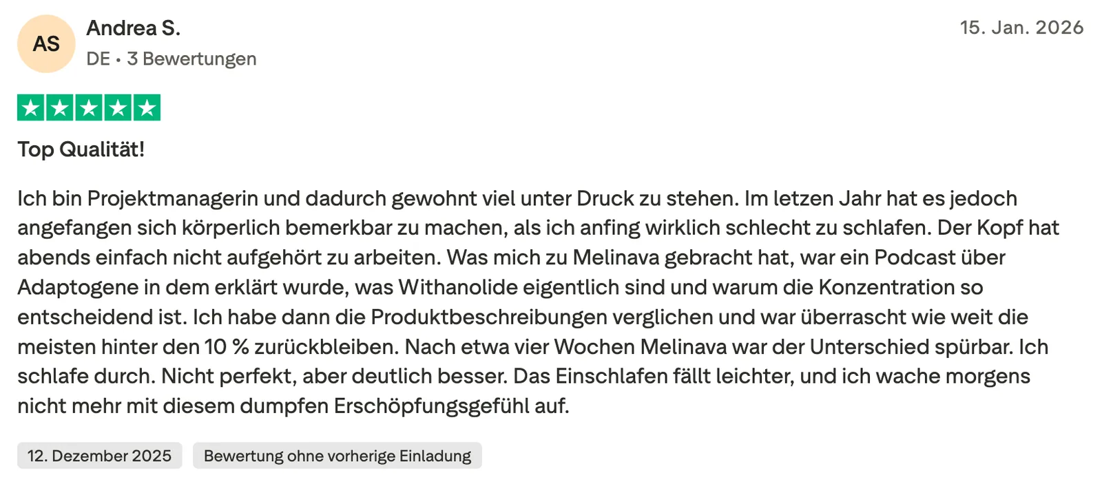 Kundenbewertung zu Melinava Ashwagandha