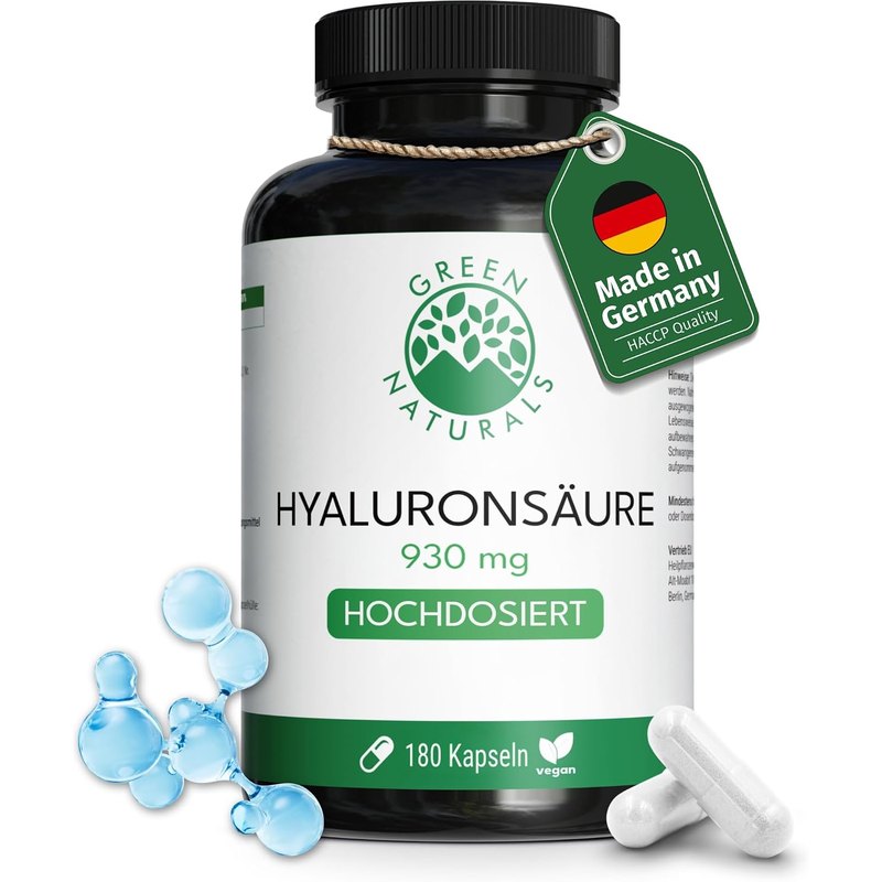 Green Naturals Hyaluronsäure 930 mg, 180 Kapseln